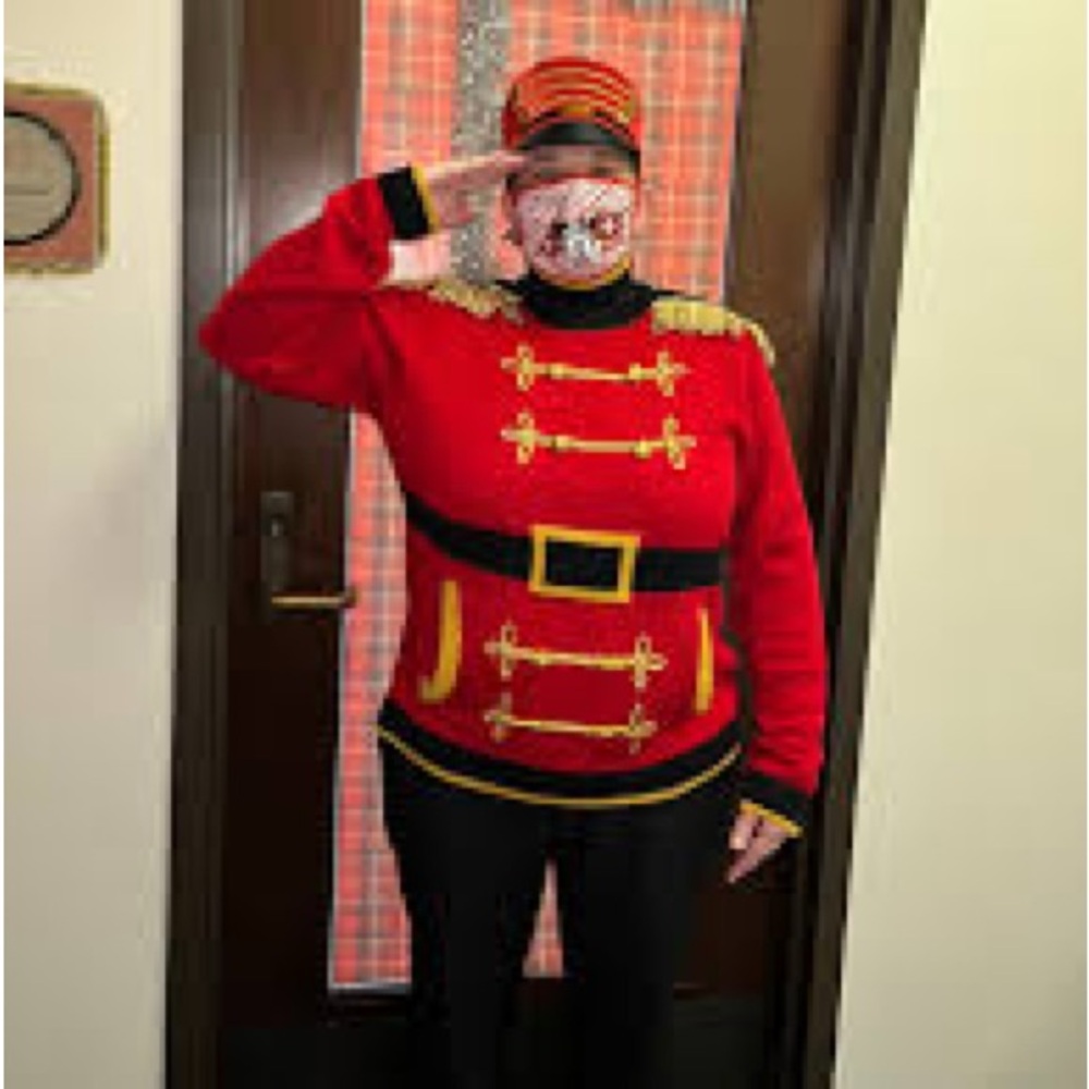 Red nutcracker/soldier style Christmas sweater